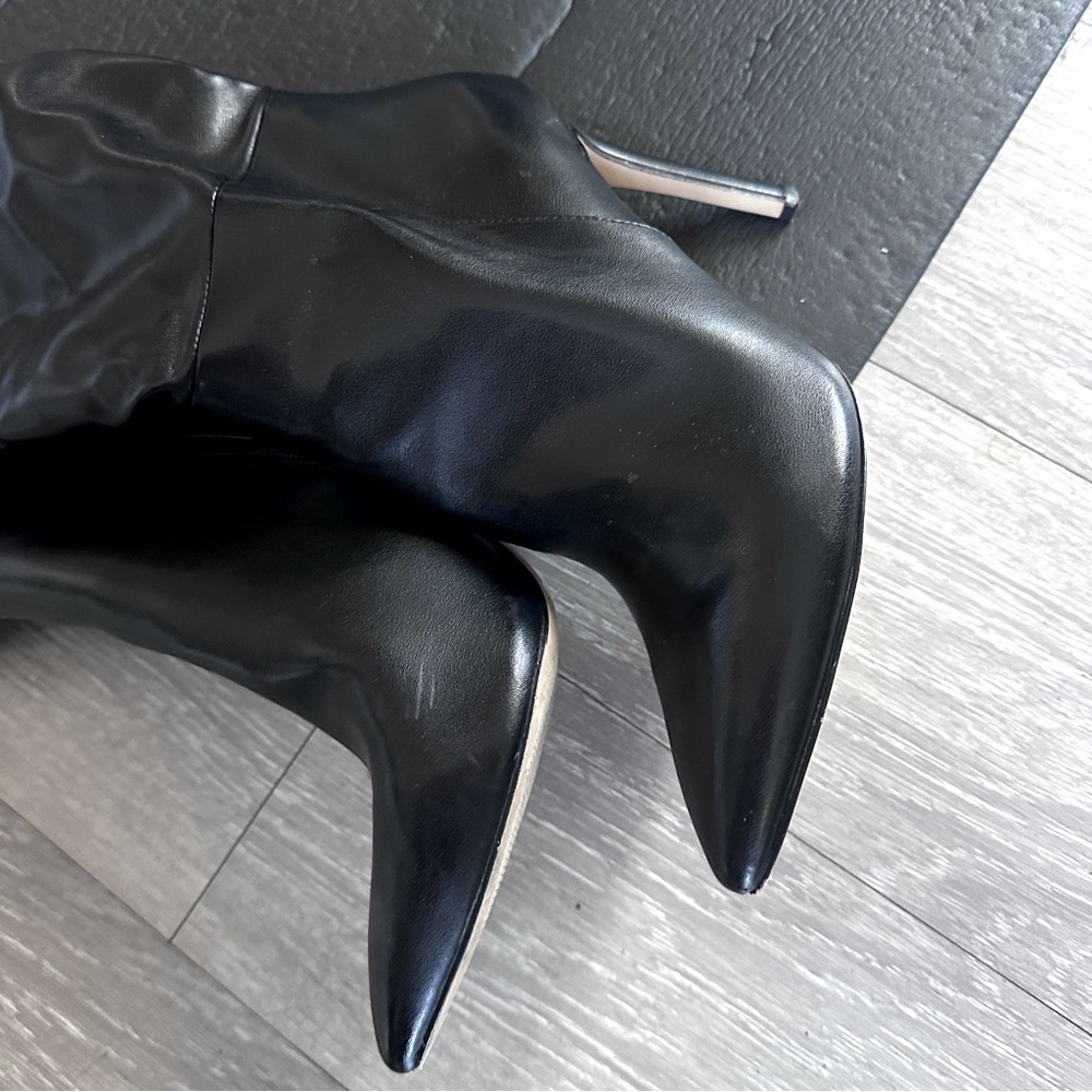 Faux Leather Scrunch Knee High Boots!
